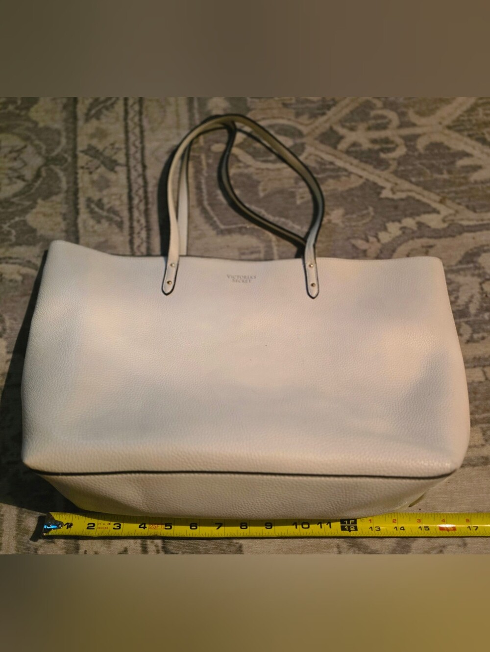 Victoria's Secret White Tote With Gold Interior